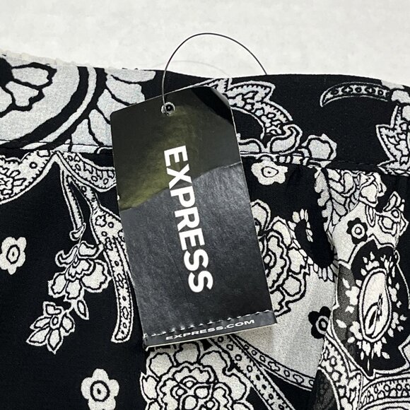 Express Skirt Womens‎ M Black Mixed Paisley Chiffon Midi Asymmetrical Western - Picture 6 of 9